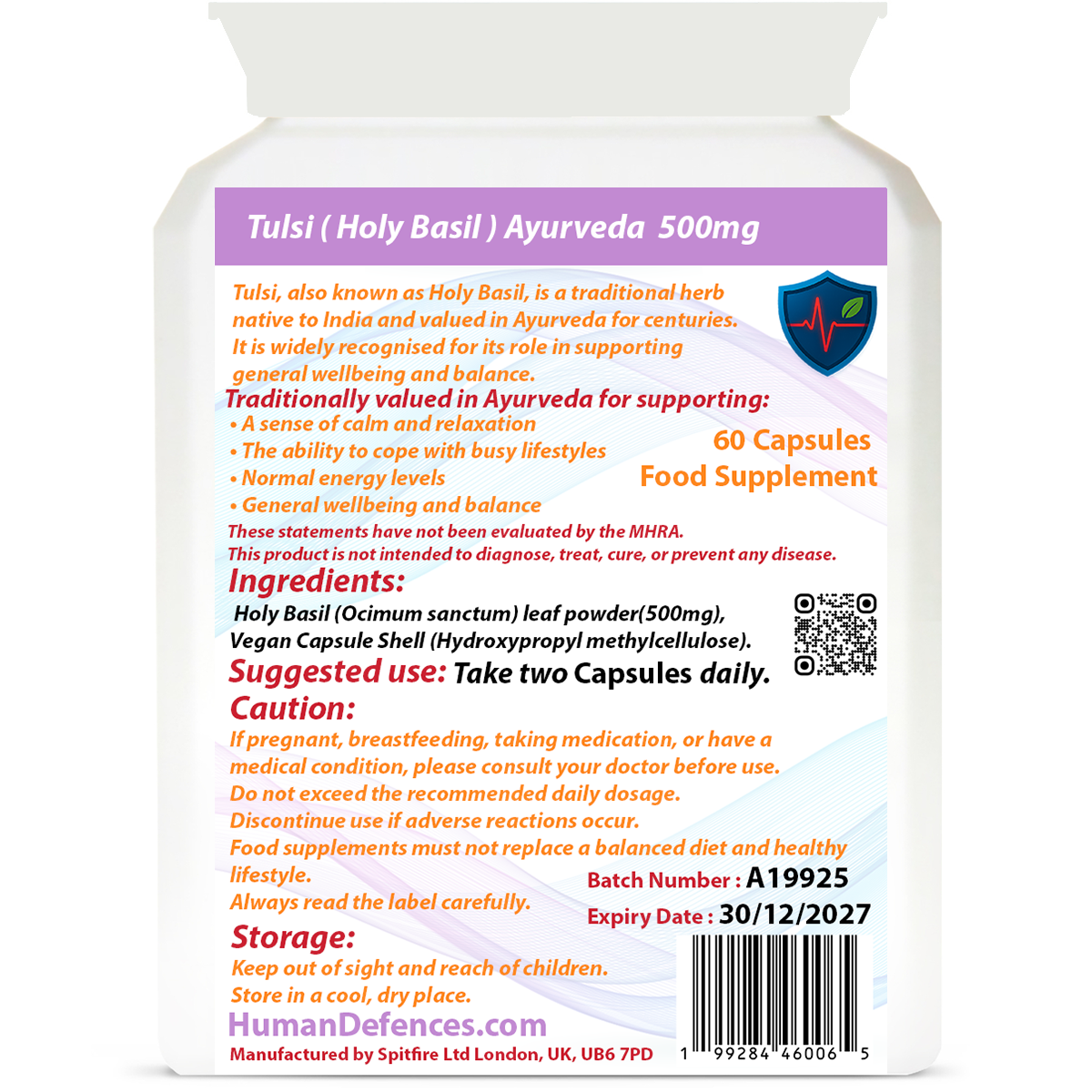 Holy Basil ( Tulsi ) 500mg 60 Capsules - Image 2